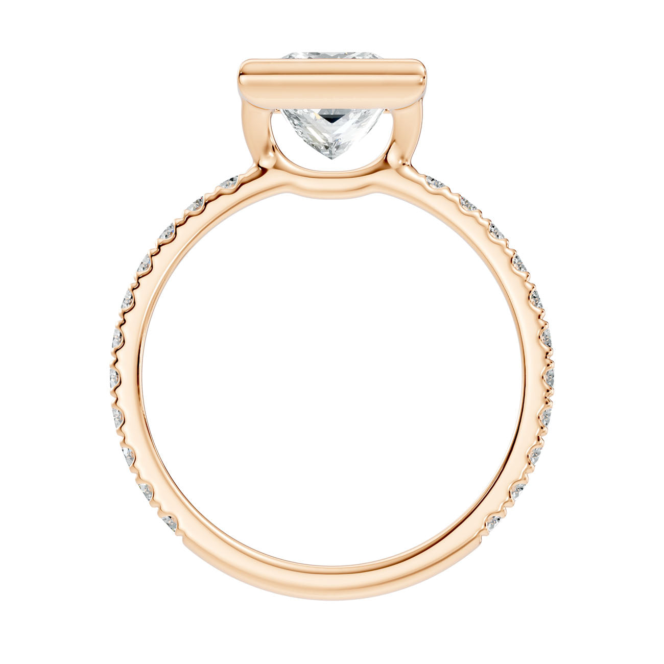 2.10 Ct. Princess-Cut Diamond Ring with Bezel Setting and Pavé Band (L2-27#10050L) 9