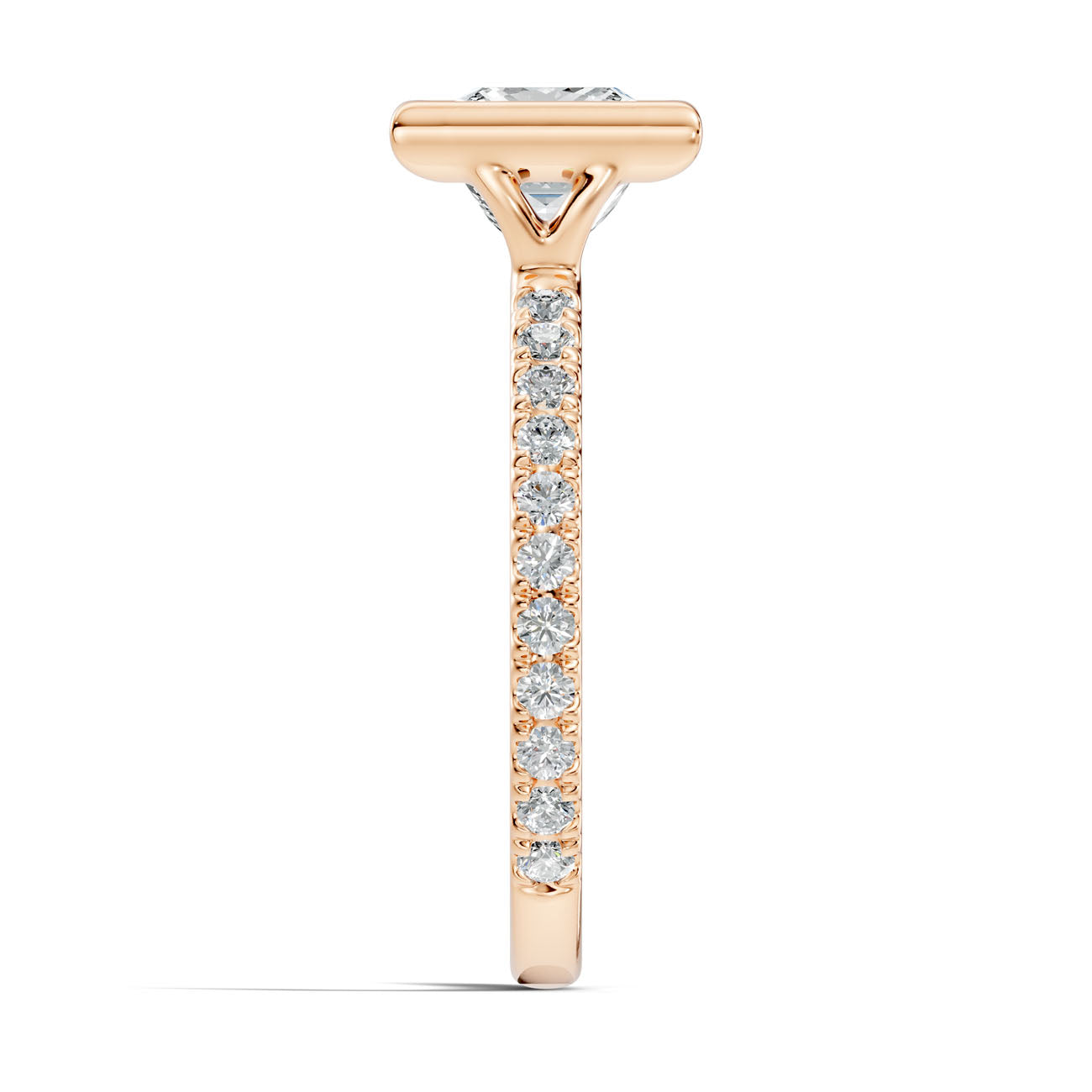 2.10 Ct. Princess-Cut Diamond Ring with Bezel Setting and Pavé Band (L2-27#10050L) 12