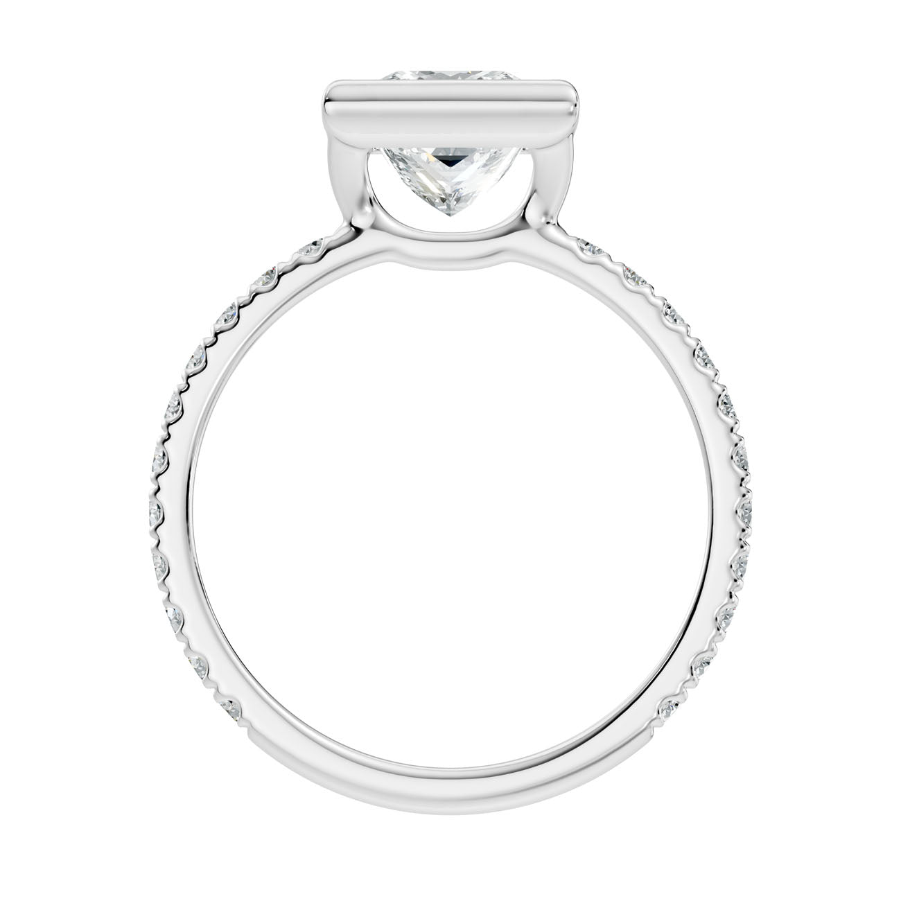 2.10 Ct. Princess-Cut Diamond Ring with Bezel Setting and Pavé Band (L2-27#10050L) 13