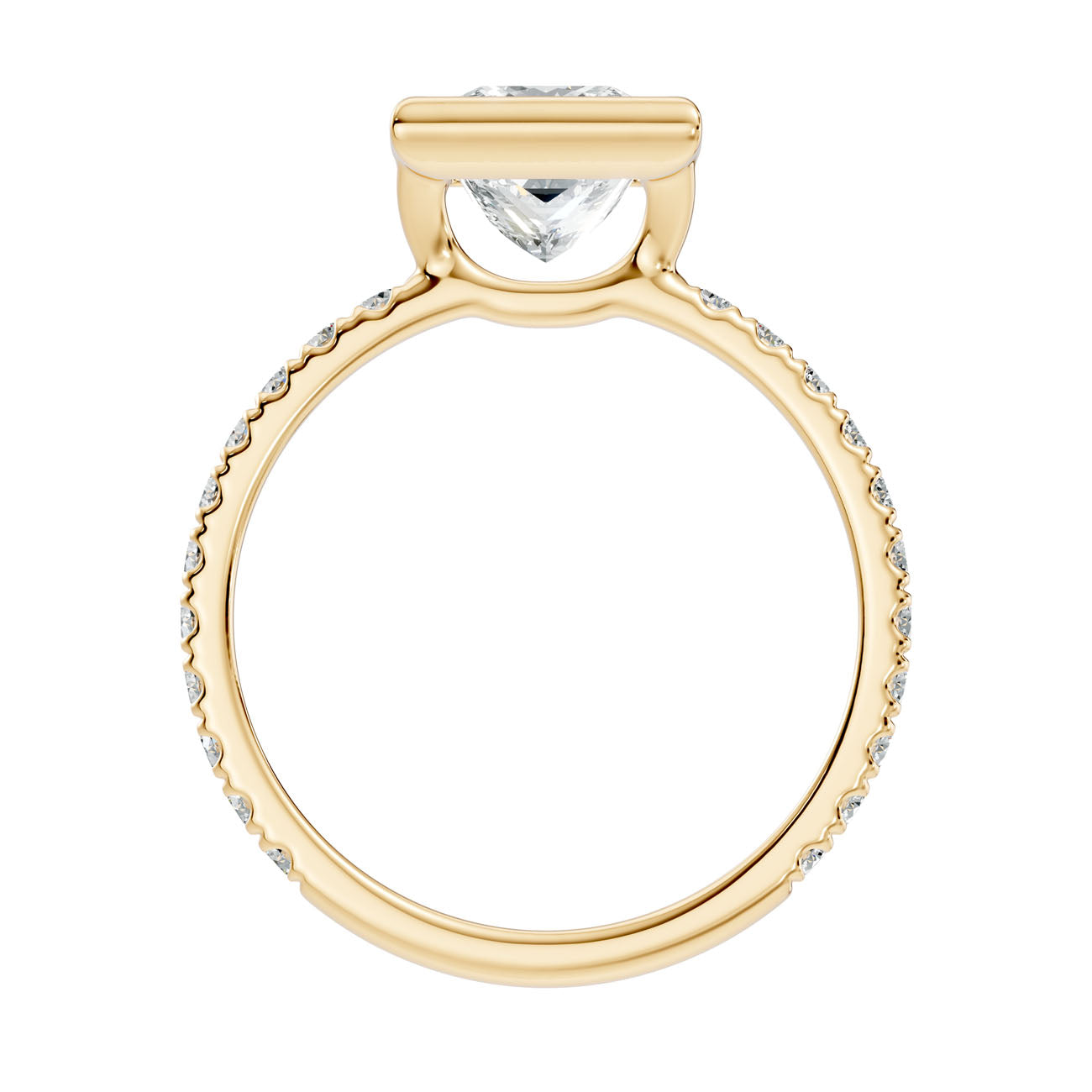 2.10 Ct. Princess-Cut Diamond Ring with Bezel Setting and Pavé Band (L2-27#10050L) 5