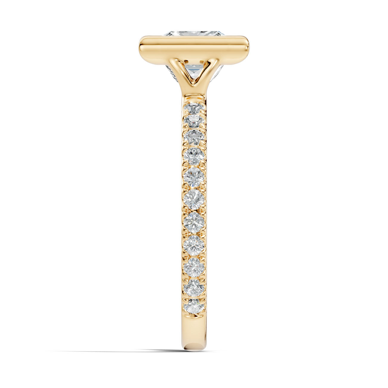 2.10 Ct. Princess-Cut Diamond Ring with Bezel Setting and Pavé Band (L2-27#10050L) 15