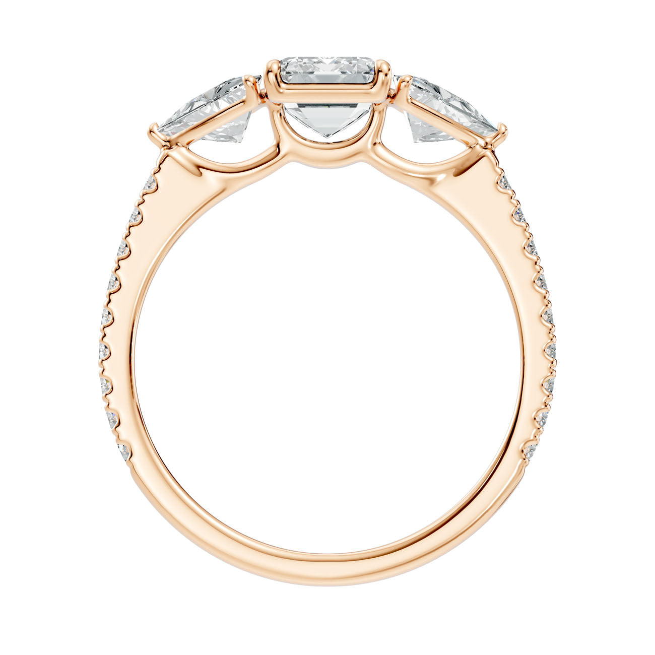 2.50 Ct. Emerald Cut Diamond Ring with Pear Side Stones and Pavé Shank (L2-27#10052L) 15