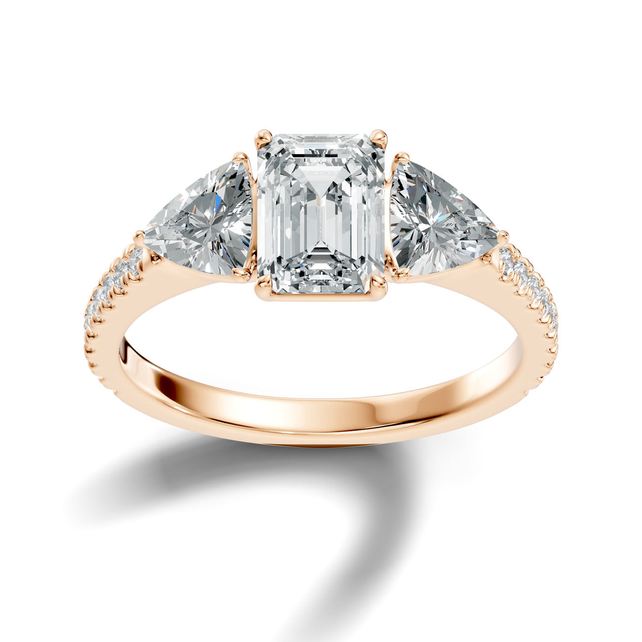 2.50 Ct. Emerald Cut Diamond Ring with Pear Side Stones and Pavé Shank (L2-27#10052L) 4