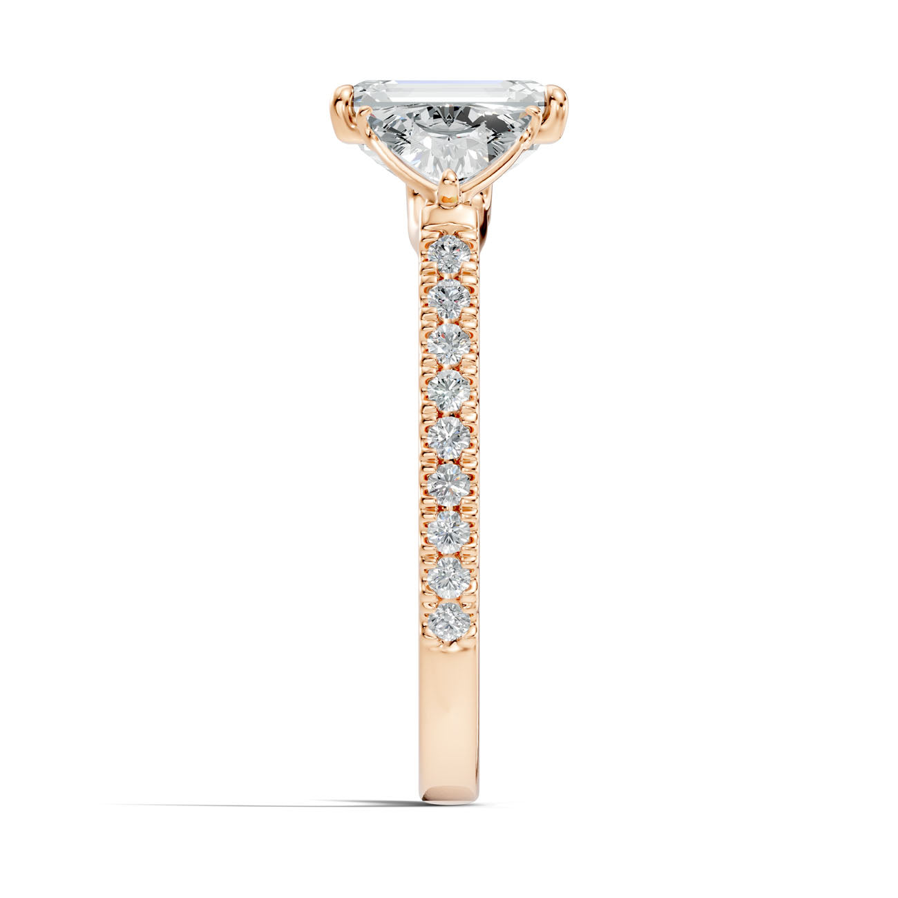 2.50 Ct. Emerald Cut Diamond Ring with Pear Side Stones and Pavé Shank (L2-27#10052L) 5