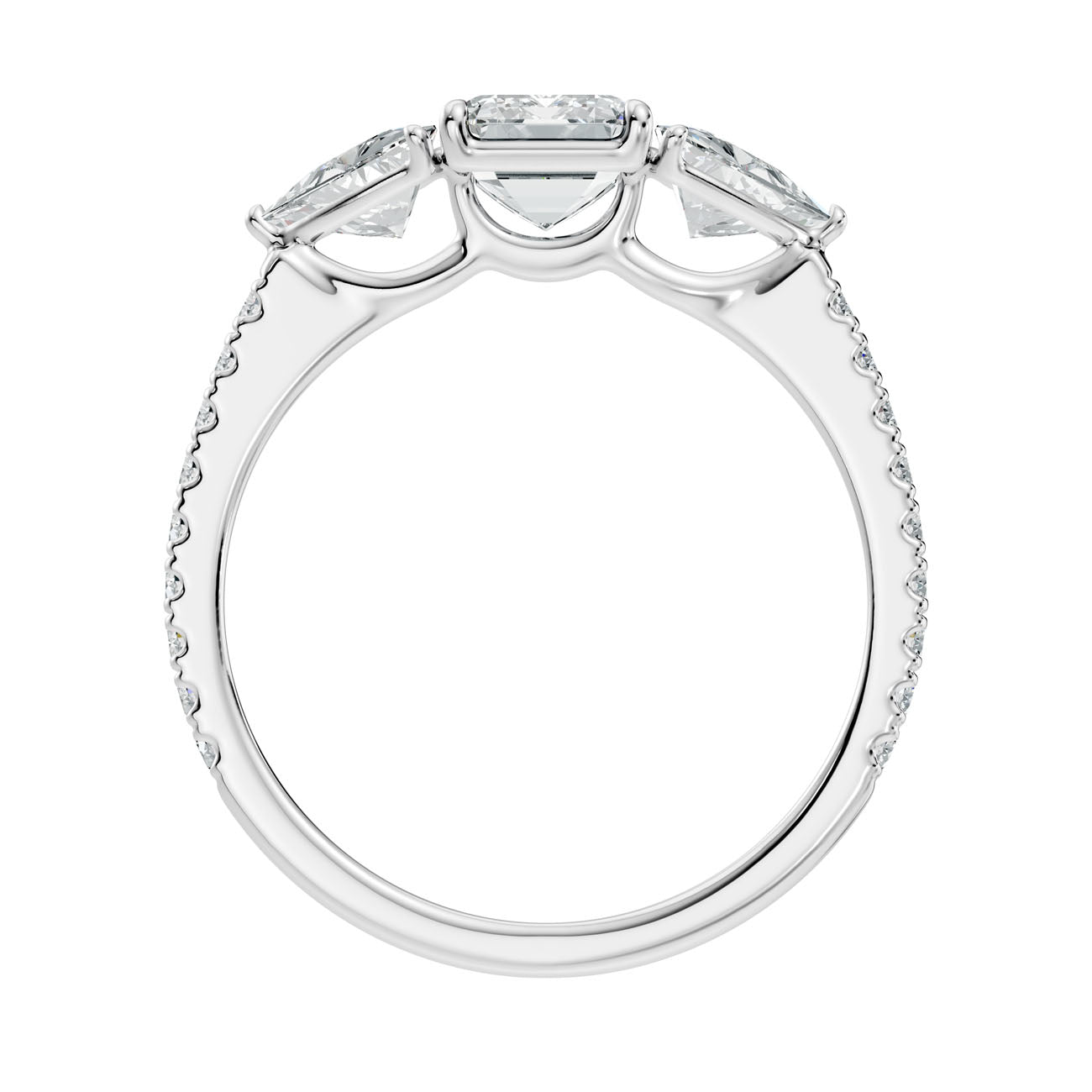 2.50 Ct. Emerald Cut Diamond Ring with Pear Side Stones and Pavé Shank (L2-27#10052L) 8
