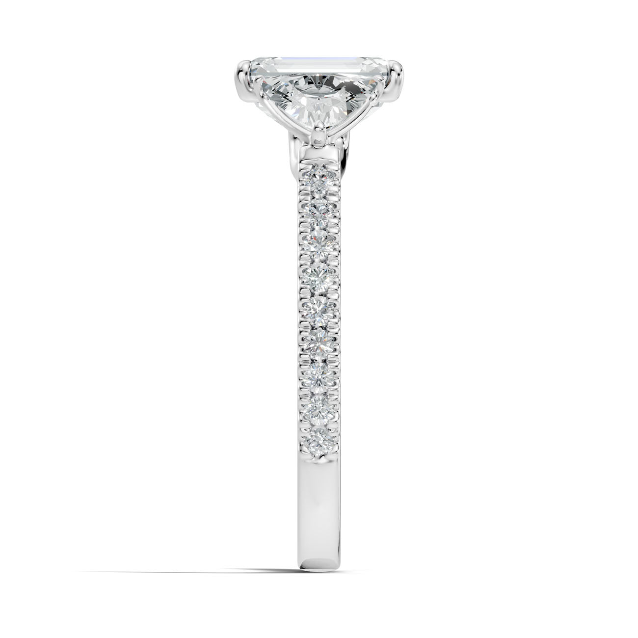 2.50 Ct. Emerald Cut Diamond Ring with Pear Side Stones and Pavé Shank (L2-27#10052L) 9
