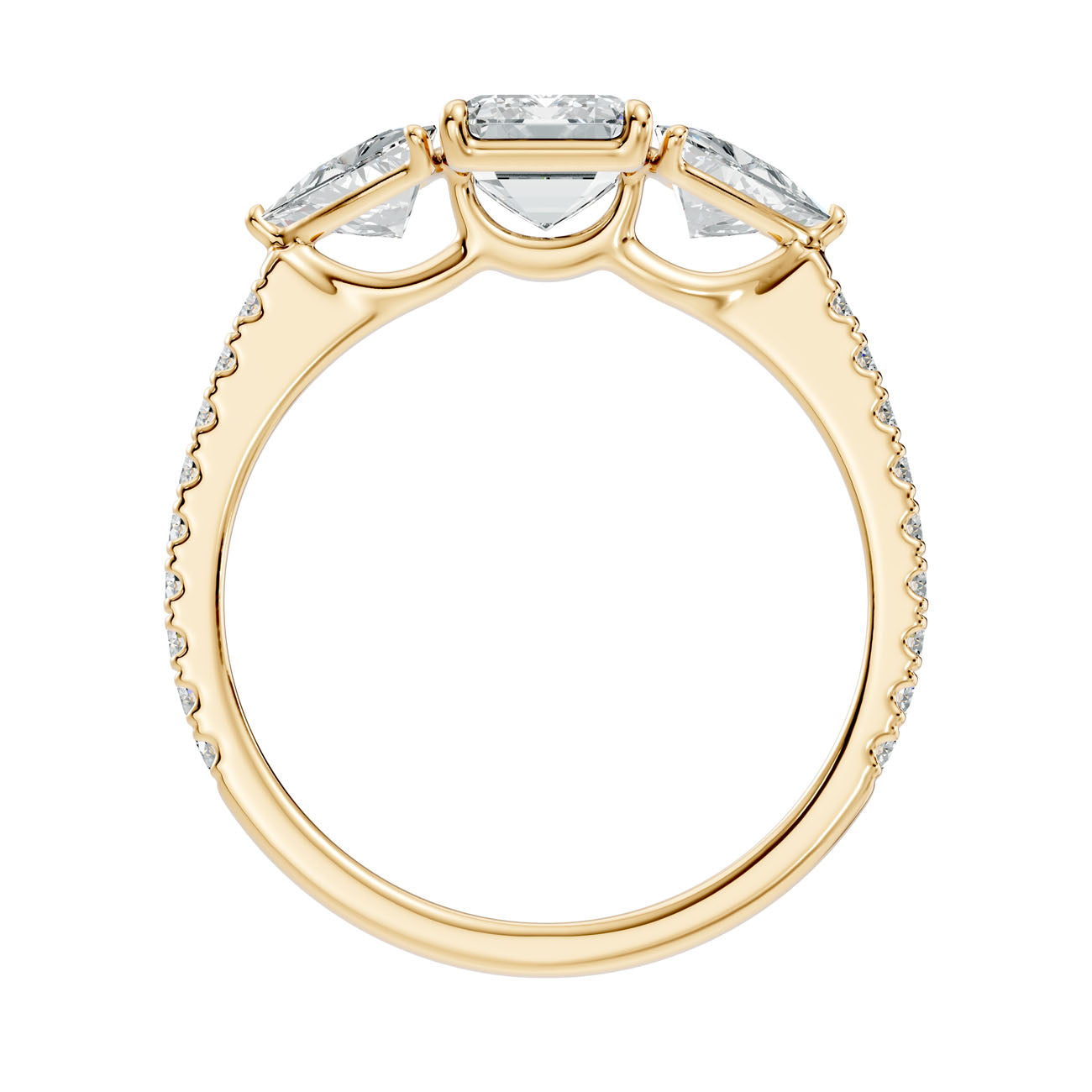 2.50 Ct. Emerald Cut Diamond Ring with Pear Side Stones and Pavé Shank (L2-27#10052L) 12