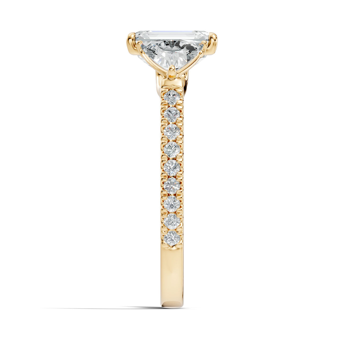 2.50 Ct. Emerald Cut Diamond Ring with Pear Side Stones and Pavé Shank (L2-27#10052L) 14