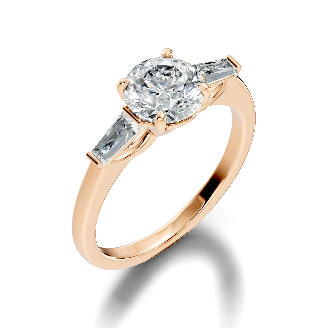 2.03 Ct. Round Diamond Ring with Tapered Baguette Side Stones (L2-27#10054L)