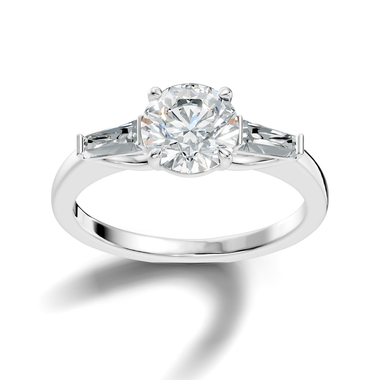 2.03 Ct. Round Diamond Ring with Tapered Baguette Side Stones (L2-27#10054L)