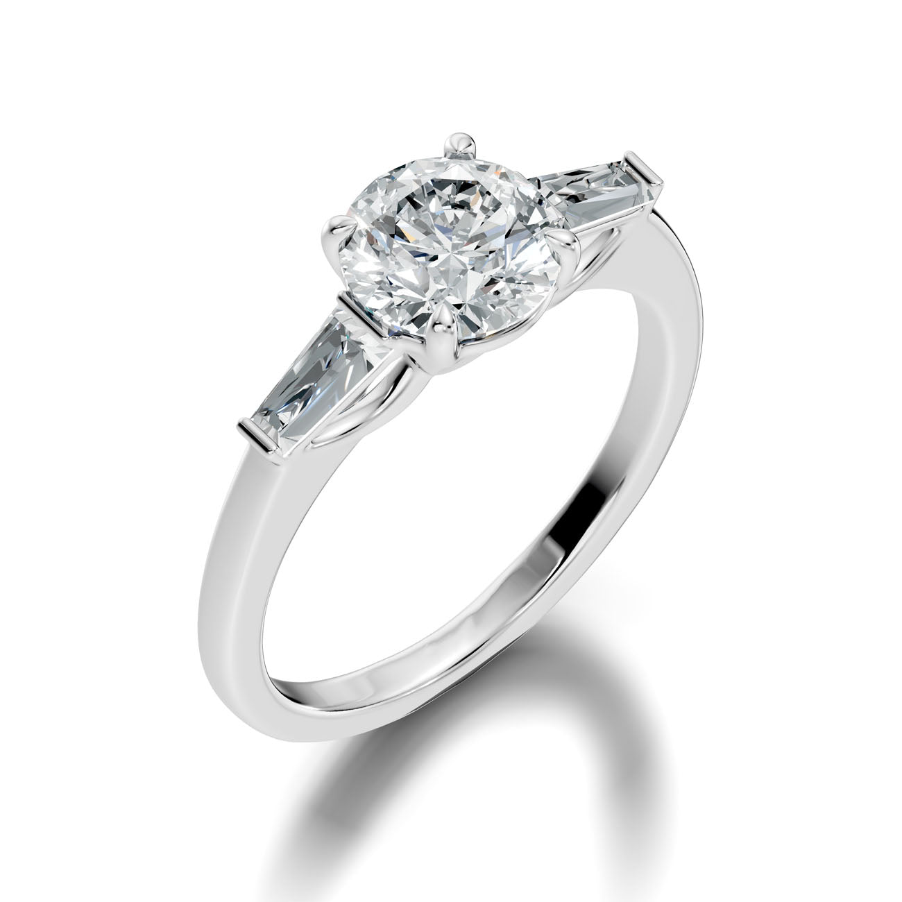 2.03 Ct. Round Diamond Ring with Tapered Baguette Side Stones (L2-27#10054L) 13