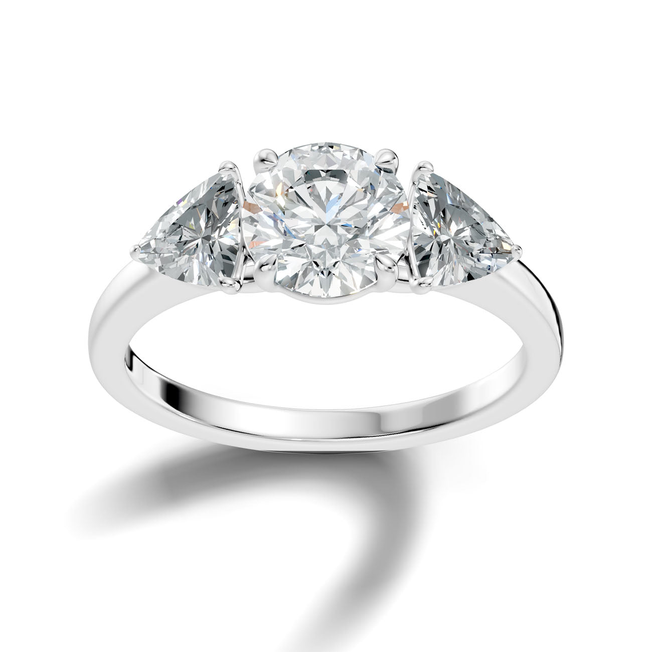 2.45 Ct. Round Diamond Ring with Trillion Side Stones (L2-27#10055L)