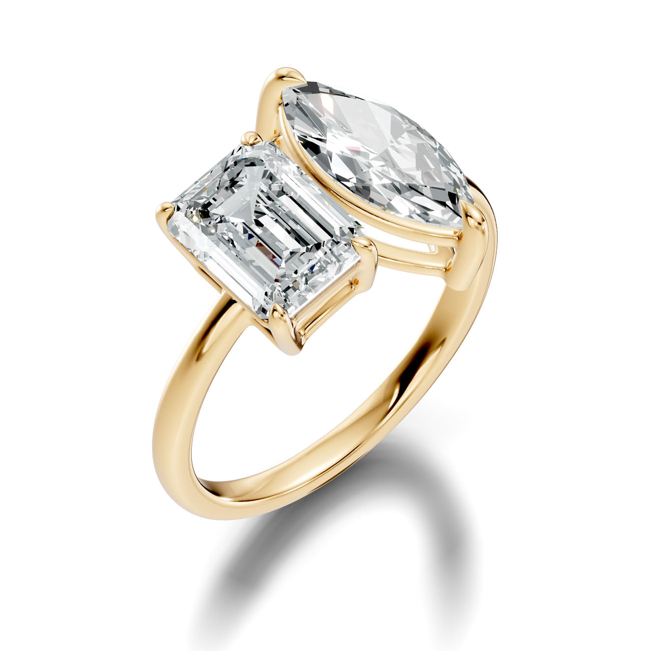 3.47 Ct. Toi et Moi Ring with Emerald and Marquise Diamonds (L2-27#10057L) 11