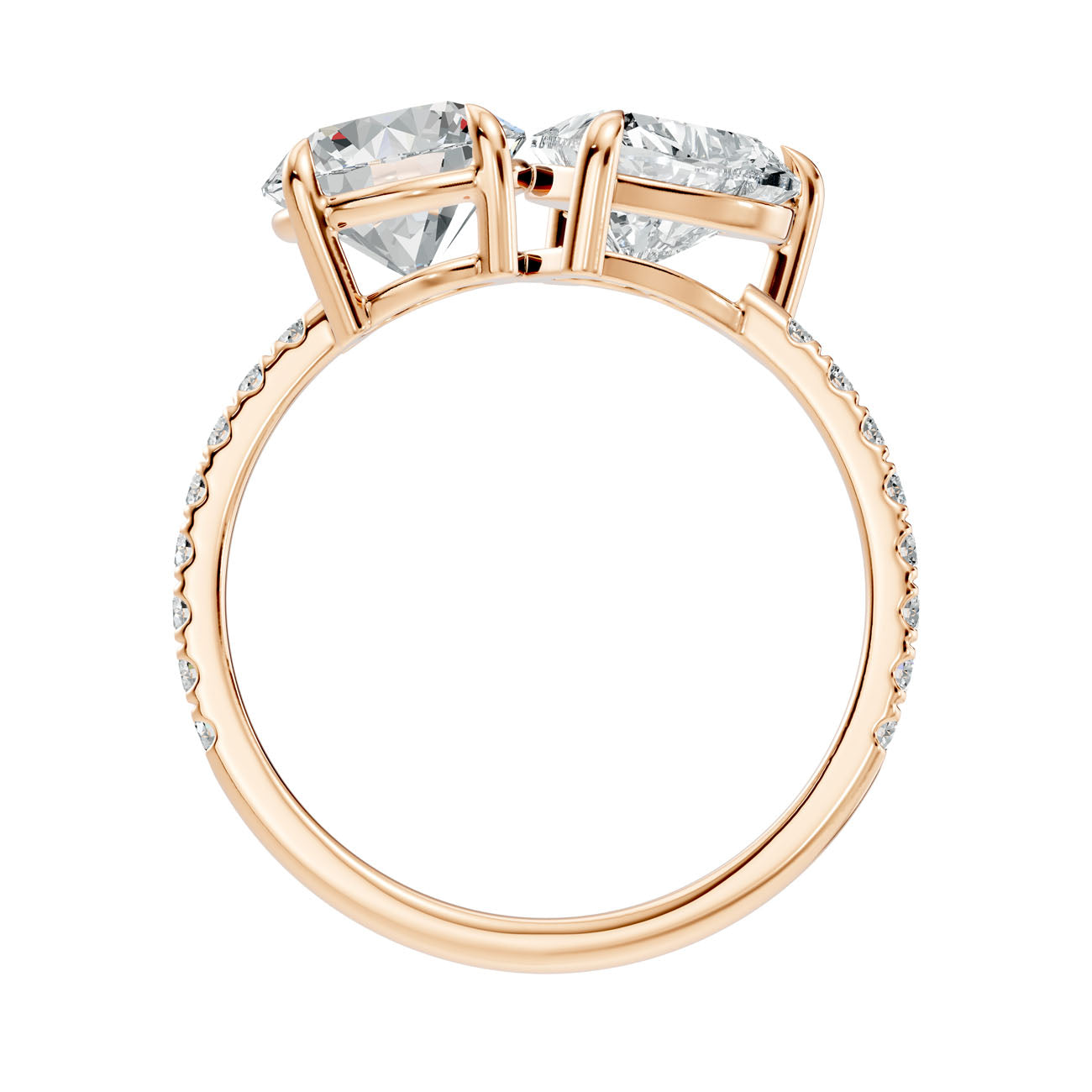 3.10 Ct. Round and Heart Diamond Toi et Moi Ring with Pavé Shank (L2-27#10058L) 5