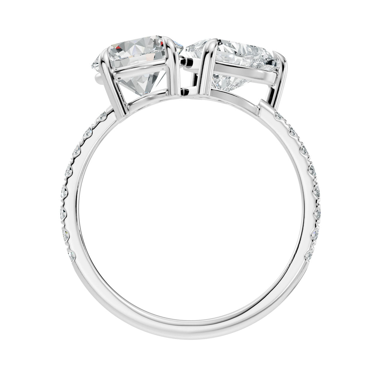 3.10 Ct. Round and Heart Diamond Toi et Moi Ring with Pavé Shank (L2-27#10058L) 8