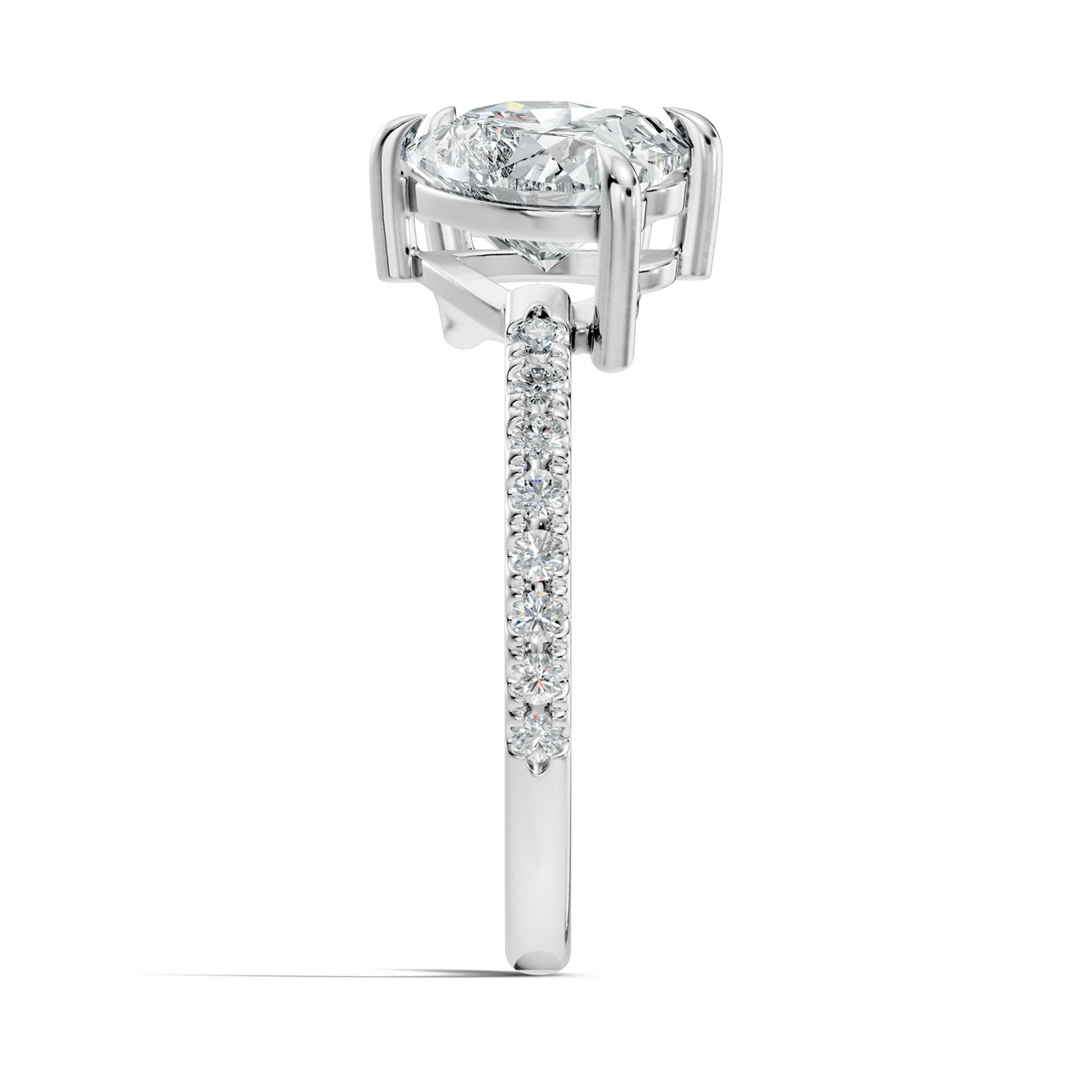 3.10 Ct. Round and Heart Diamond Toi et Moi Ring with Pavé Shank (L2-27#10058L) 10