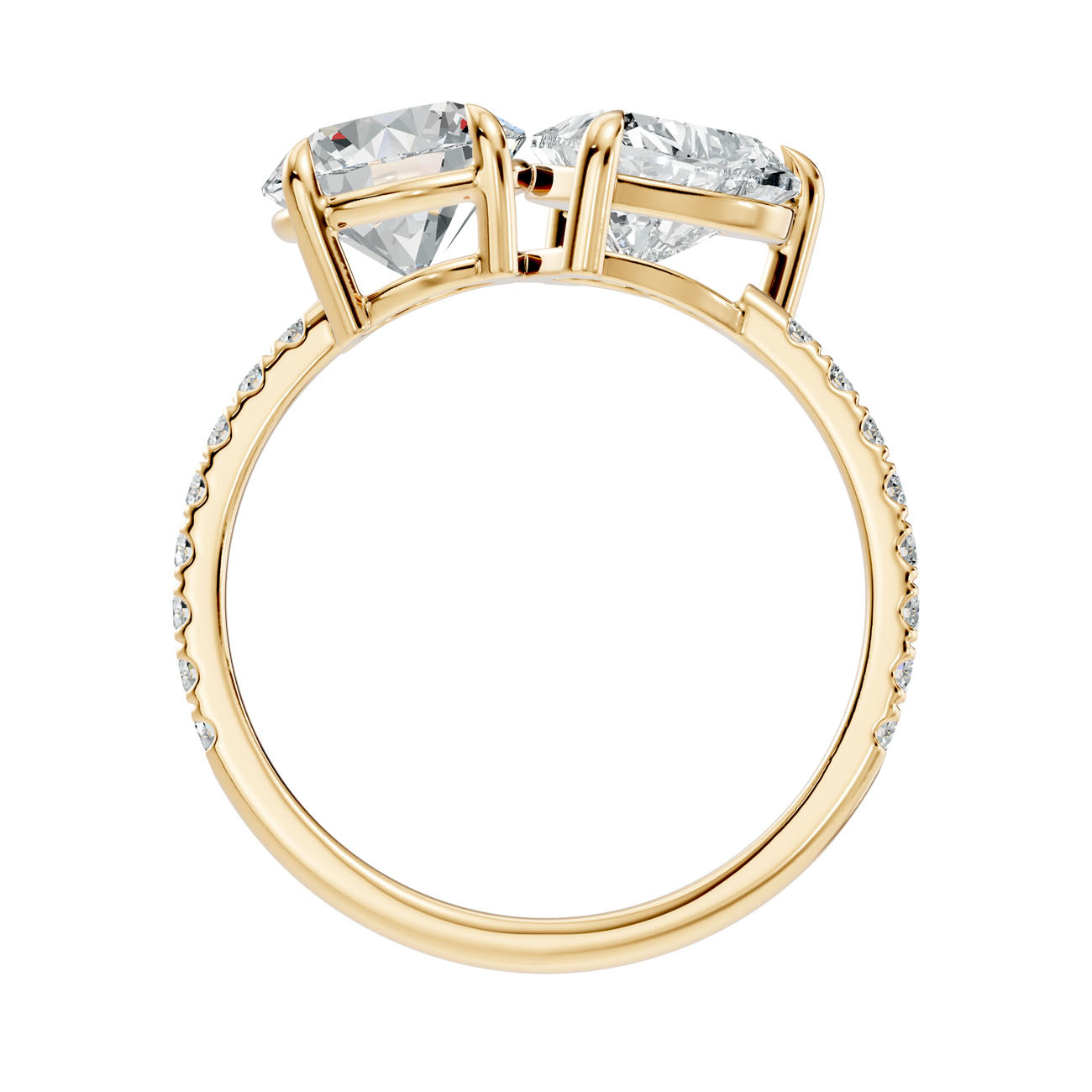 3.10 Ct. Round and Heart Diamond Toi et Moi Ring with Pavé Shank (L2-27#10058L) 13
