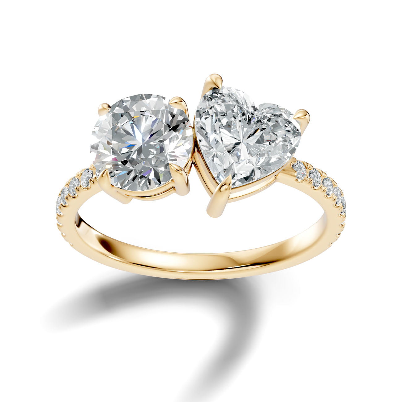 3.10 Ct. Round and Heart Diamond Toi et Moi Ring with Pavé Shank (L2-27#10058L) 14