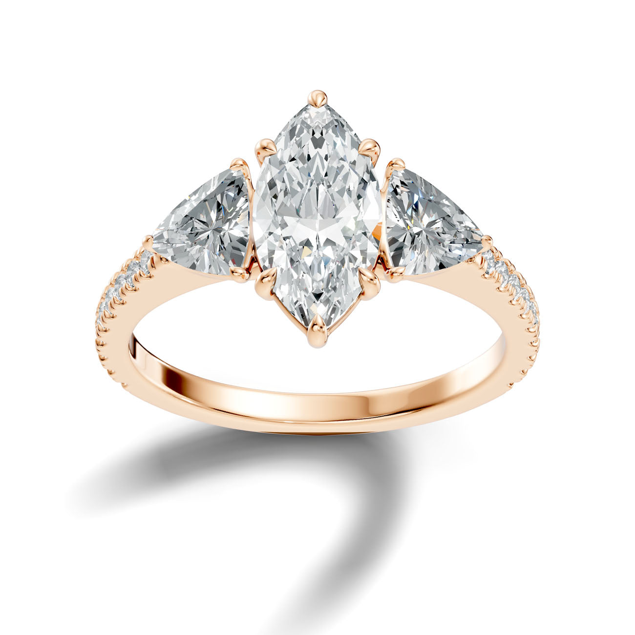 2.60 Ct. Marquise Diamond Ring with Trillion Side Diamonds and Pavé Shank (L2-27#10062L) 4