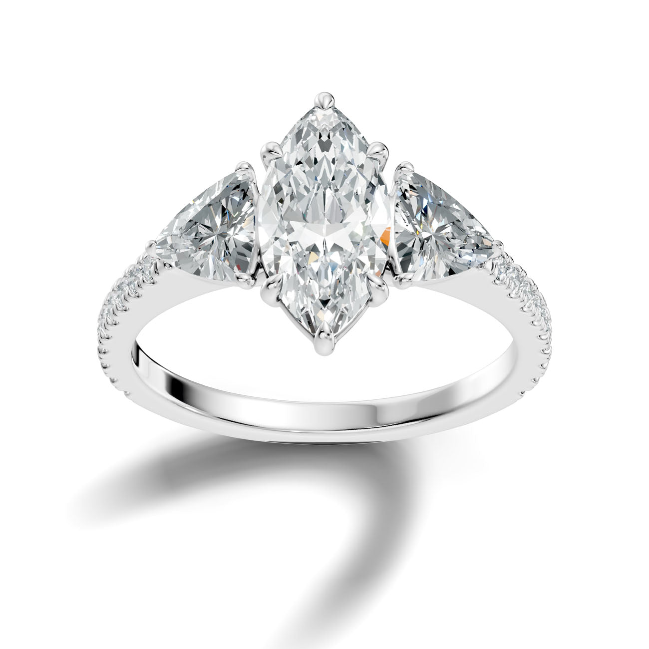 2.60 Ct. Marquise Diamond Ring with Trillion Side Diamonds and Pavé Shank (L2-27#10062L)