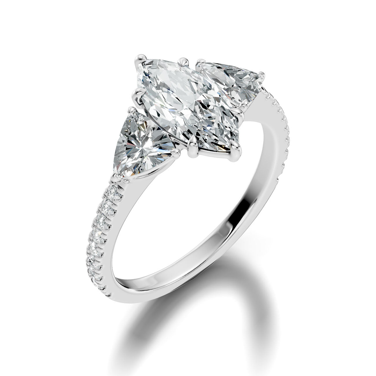 2.60 Ct. Marquise Diamond Ring with Trillion Side Diamonds and Pavé Shank (L2-27#10062L) 9