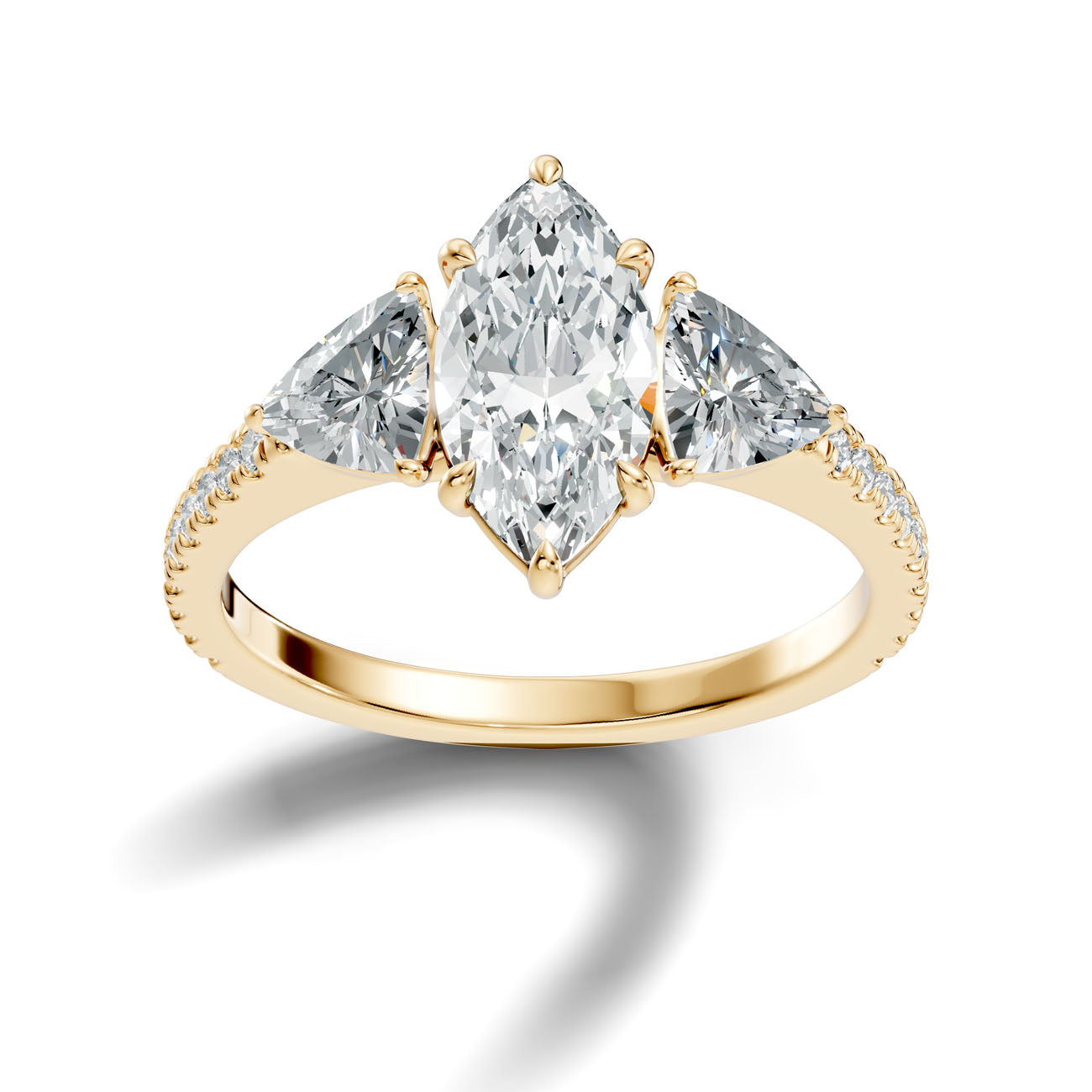 2.60 Ct. Marquise Diamond Ring with Trillion Side Diamonds and Pavé Shank (L2-27#10062L) 14