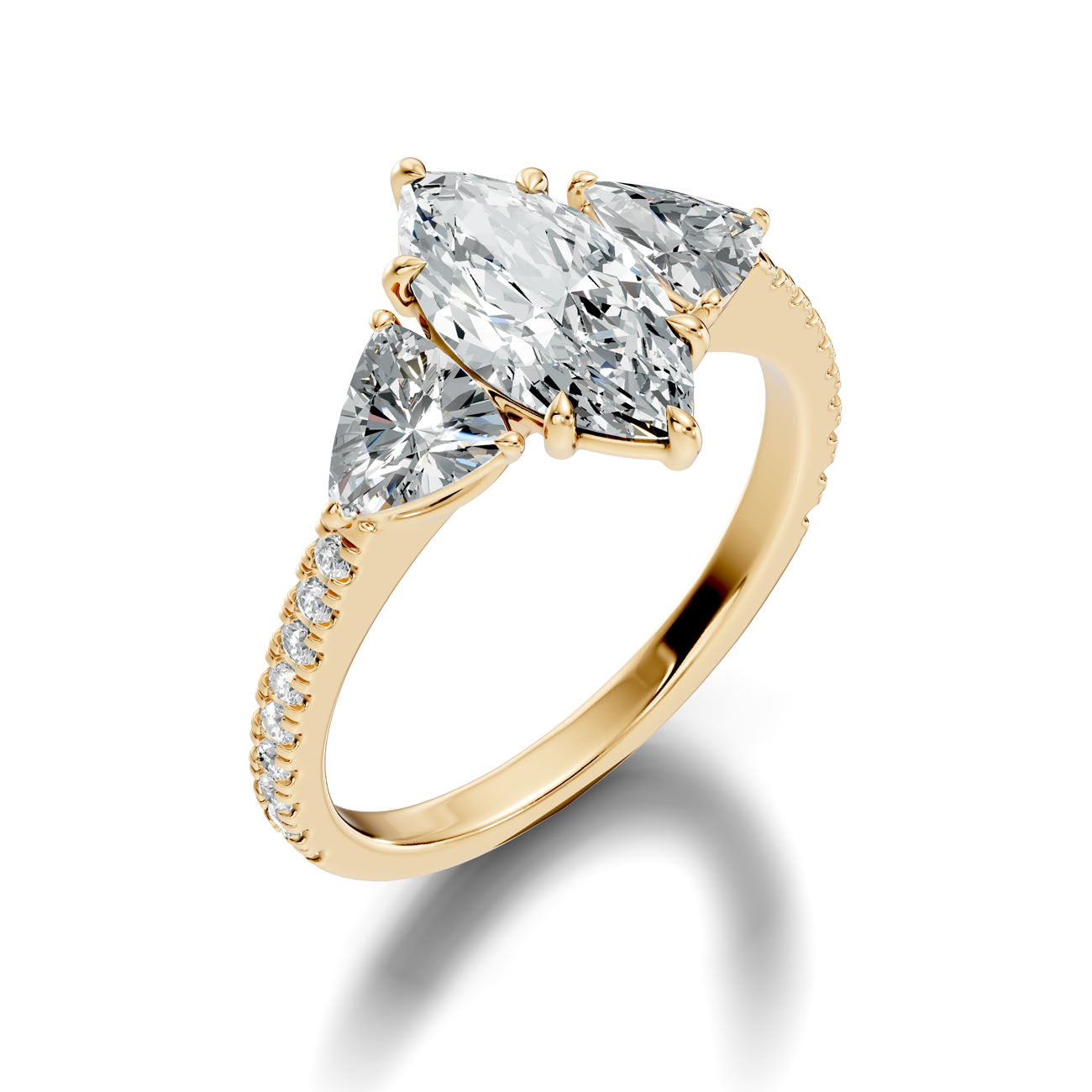 2.60 Ct. Marquise Diamond Ring with Trillion Side Diamonds and Pavé Shank (L2-27#10062L) 11