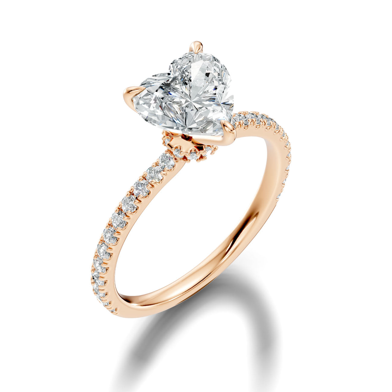 2.10 Ct. Heart Diamond Hidden Halo Pavé Ring (L2-27#10063L) 8