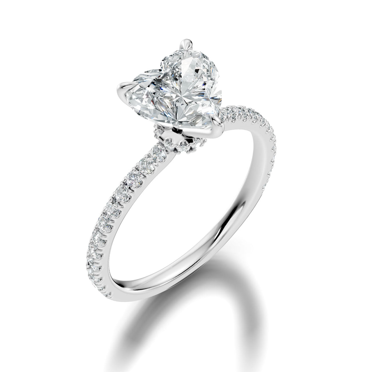 2.10 Ct. Heart Diamond Hidden Halo Pavé Ring (L2-27#10063L) 14