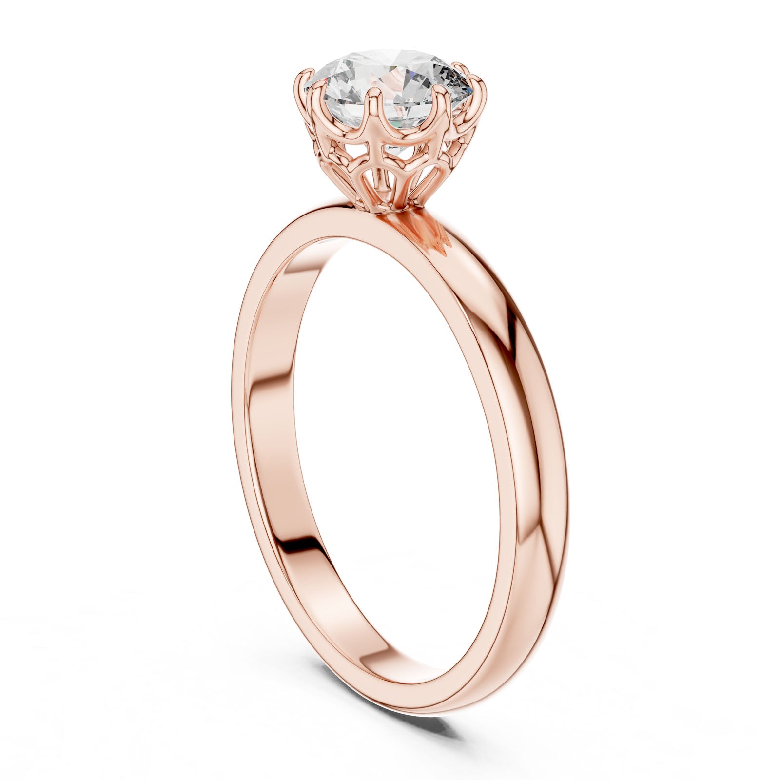 1.00 Ct. Classic Round Diamond Solitaire Ring with Cathedral Basket Setting (LR-0002) 12