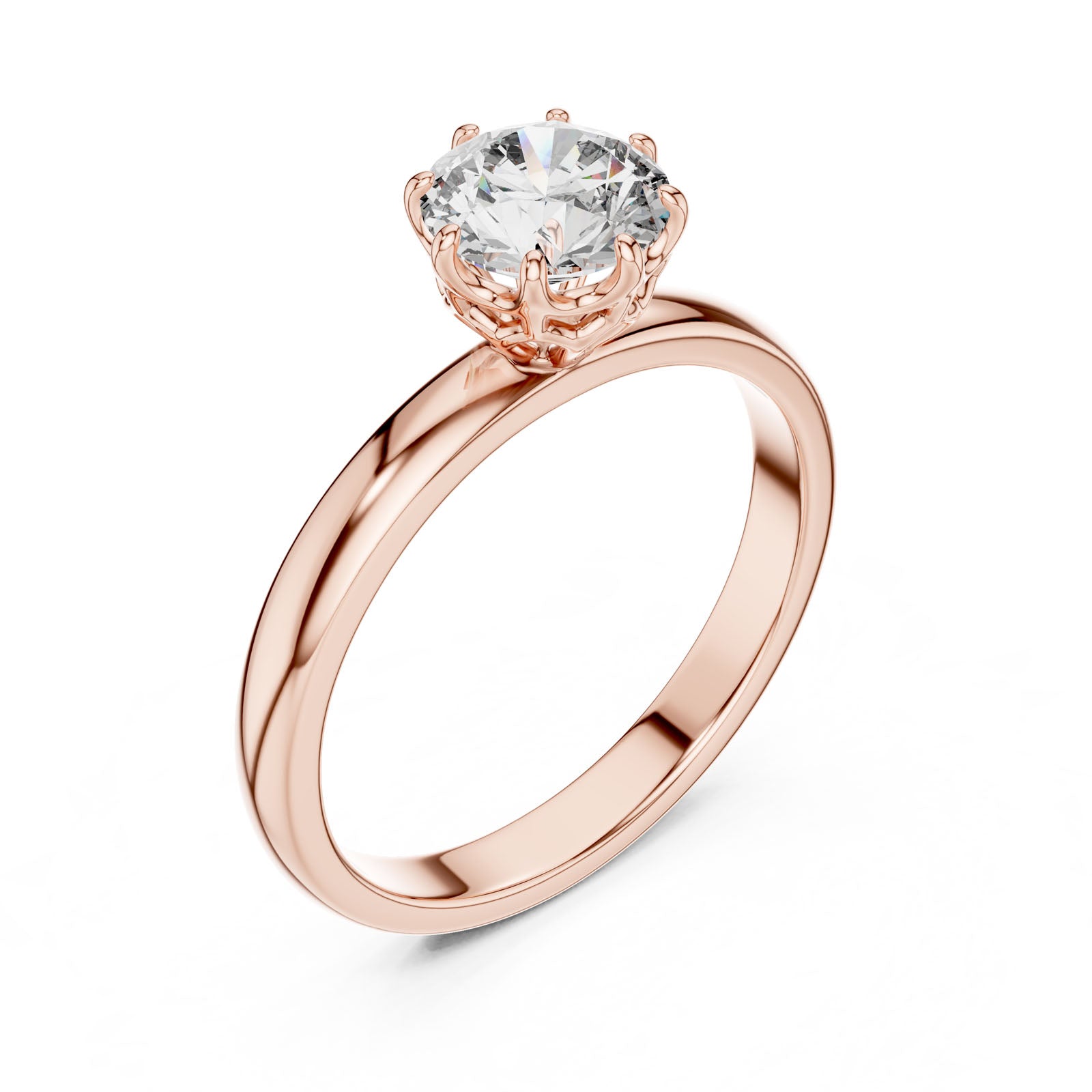 1.00 Ct. Classic Round Diamond Solitaire Ring with Cathedral Basket Setting (LR-0002) 11