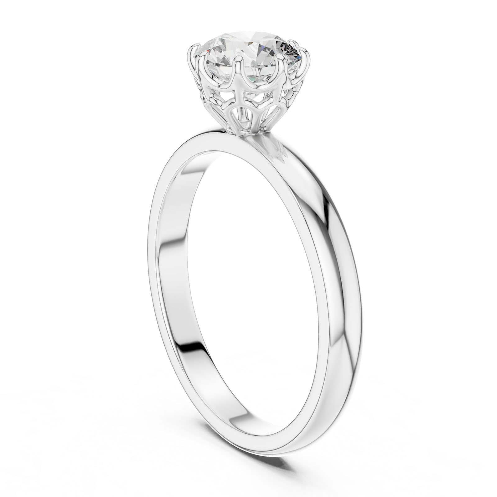1.00 Ct. Classic Round Diamond Solitaire Ring with Cathedral Basket Setting (LR-0002) 7