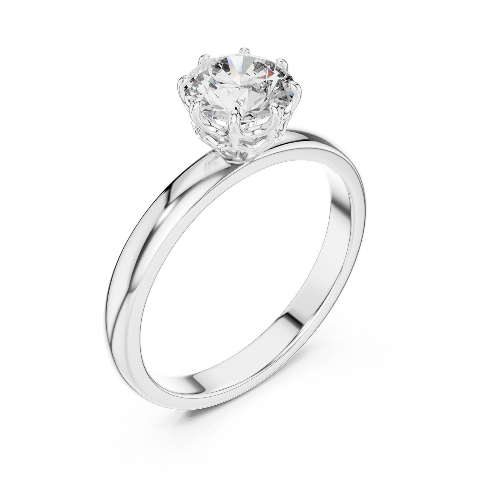 1.00 Ct. Classic Round Diamond Solitaire Ring with Cathedral Basket Setting (LR-0002) 8