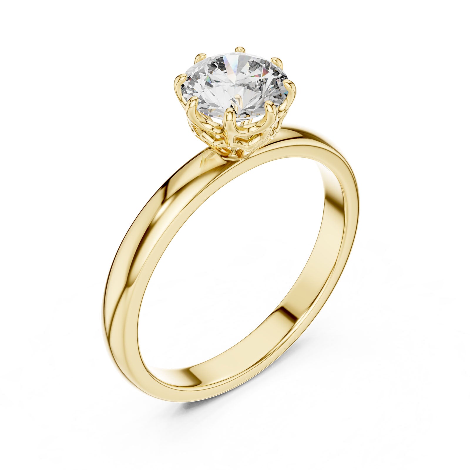 1.00 Ct. Classic Round Diamond Solitaire Ring with Cathedral Basket Setting (LR-0002)