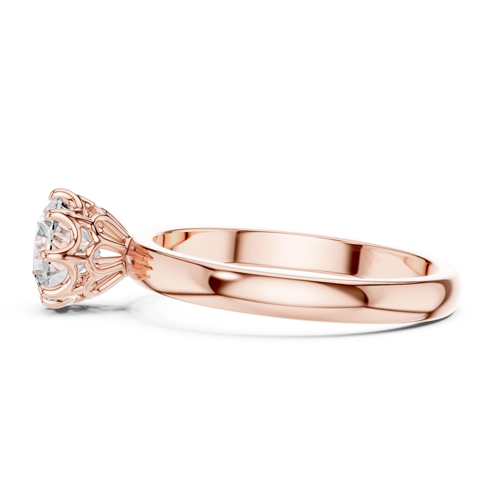 1.00 Ct. Classic Round Diamond Solitaire Ring with Cathedral Basket Setting (LR-0002) 9