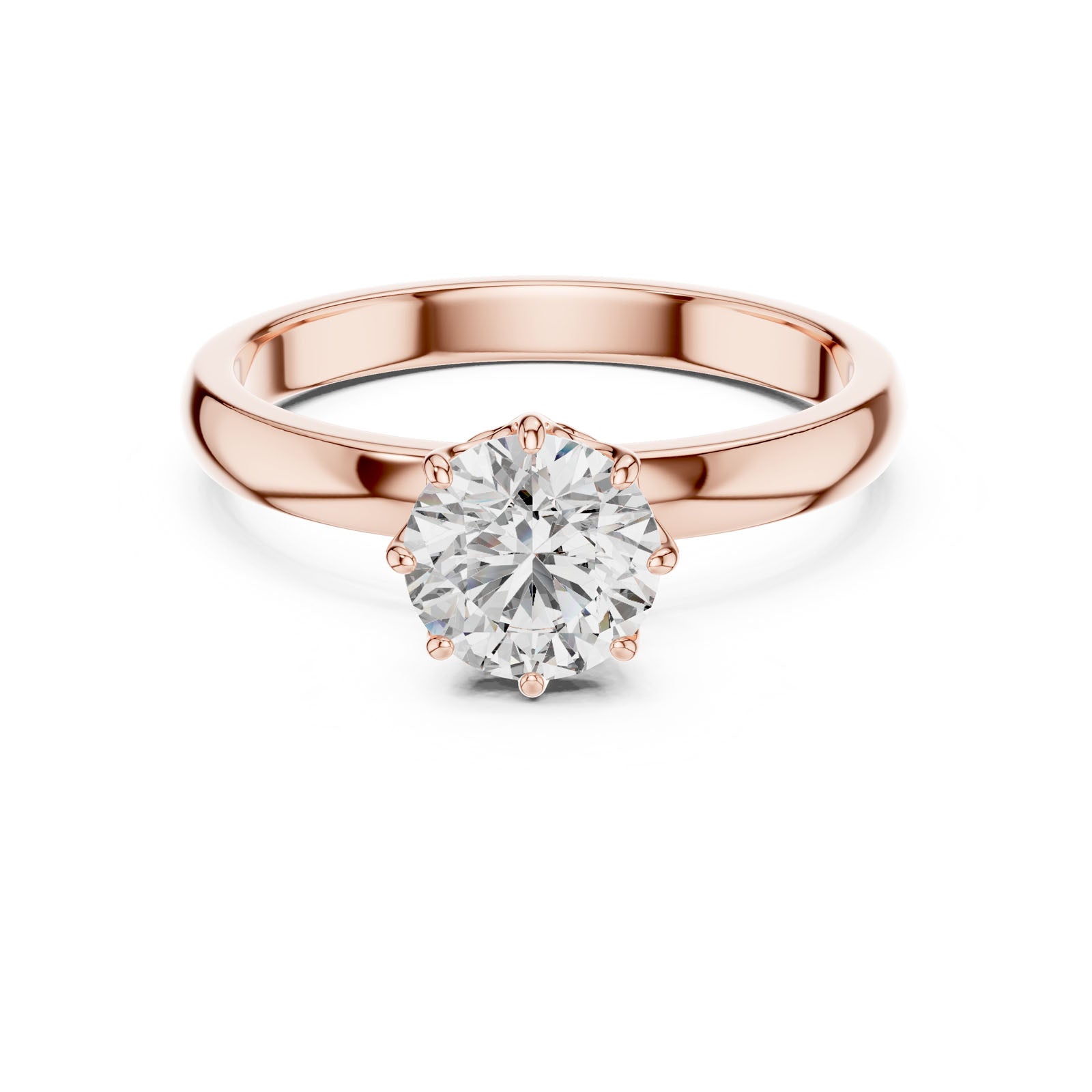 1.00 Ct. Classic Round Diamond Solitaire Ring with Cathedral Basket Setting (LR-0002) 10