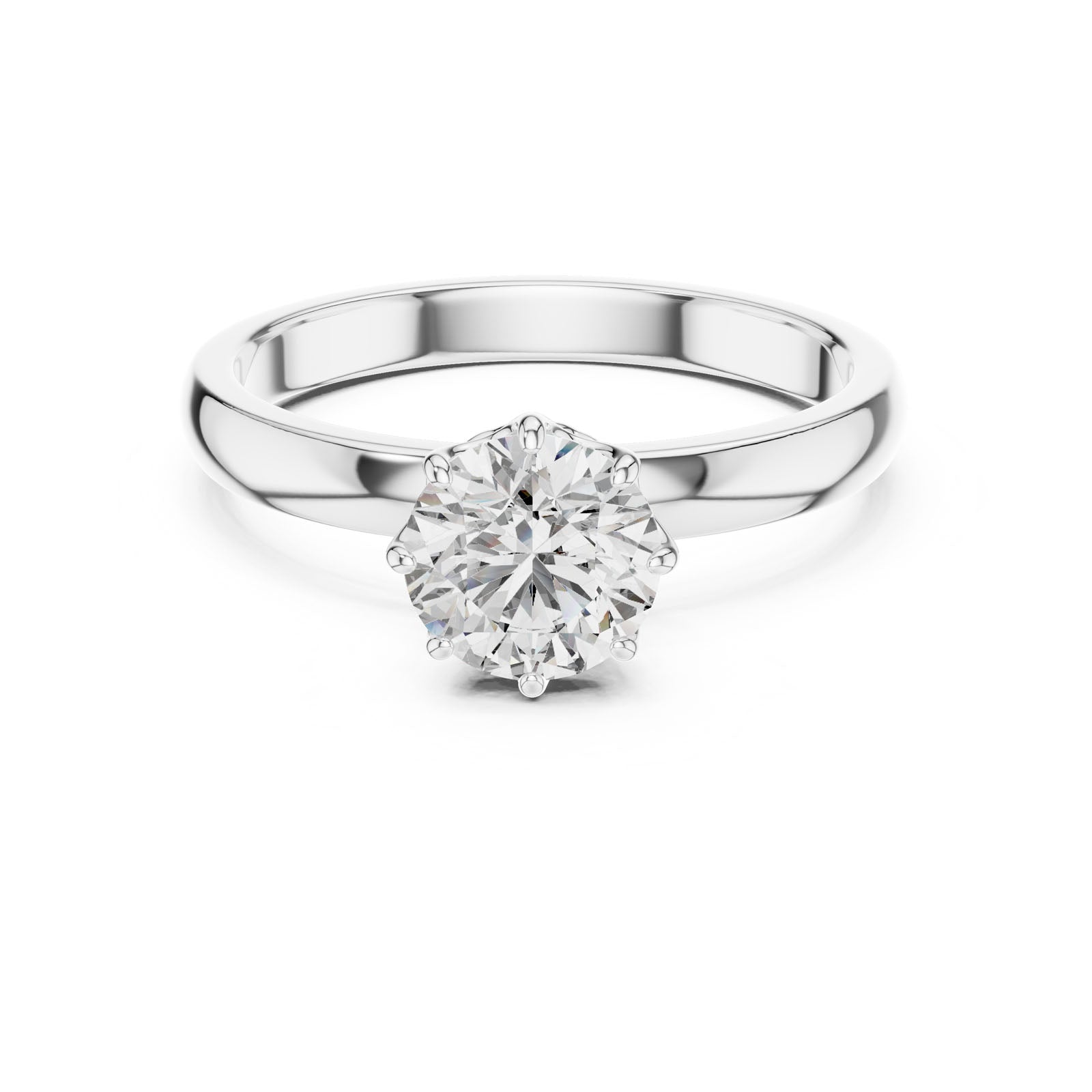 1.00 Ct. Classic Round Diamond Solitaire Ring with Cathedral Basket Setting (LR-0002)