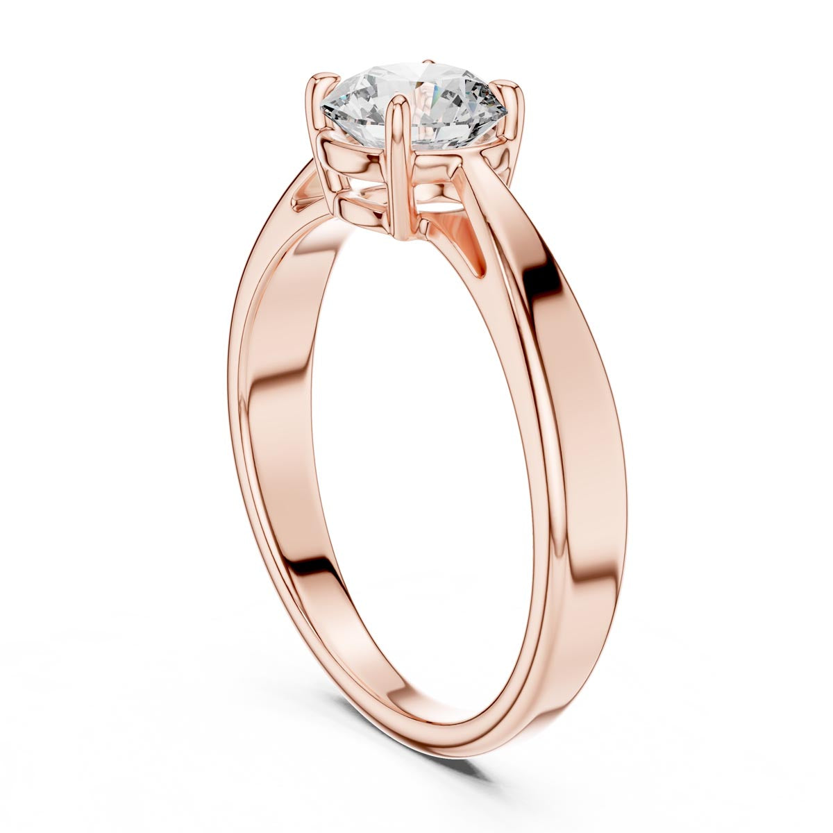 1.00 Ct. Round Diamond Tapered Four-Prong Solitaire Ring (LR-0003) 7
