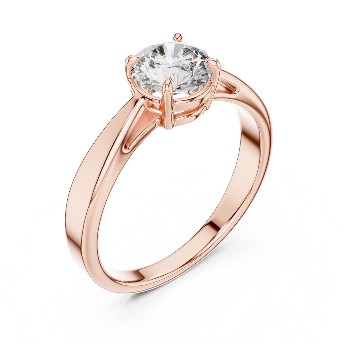 1.00 Ct. Round Diamond Tapered Four-Prong Solitaire Ring (LR-0003) 4