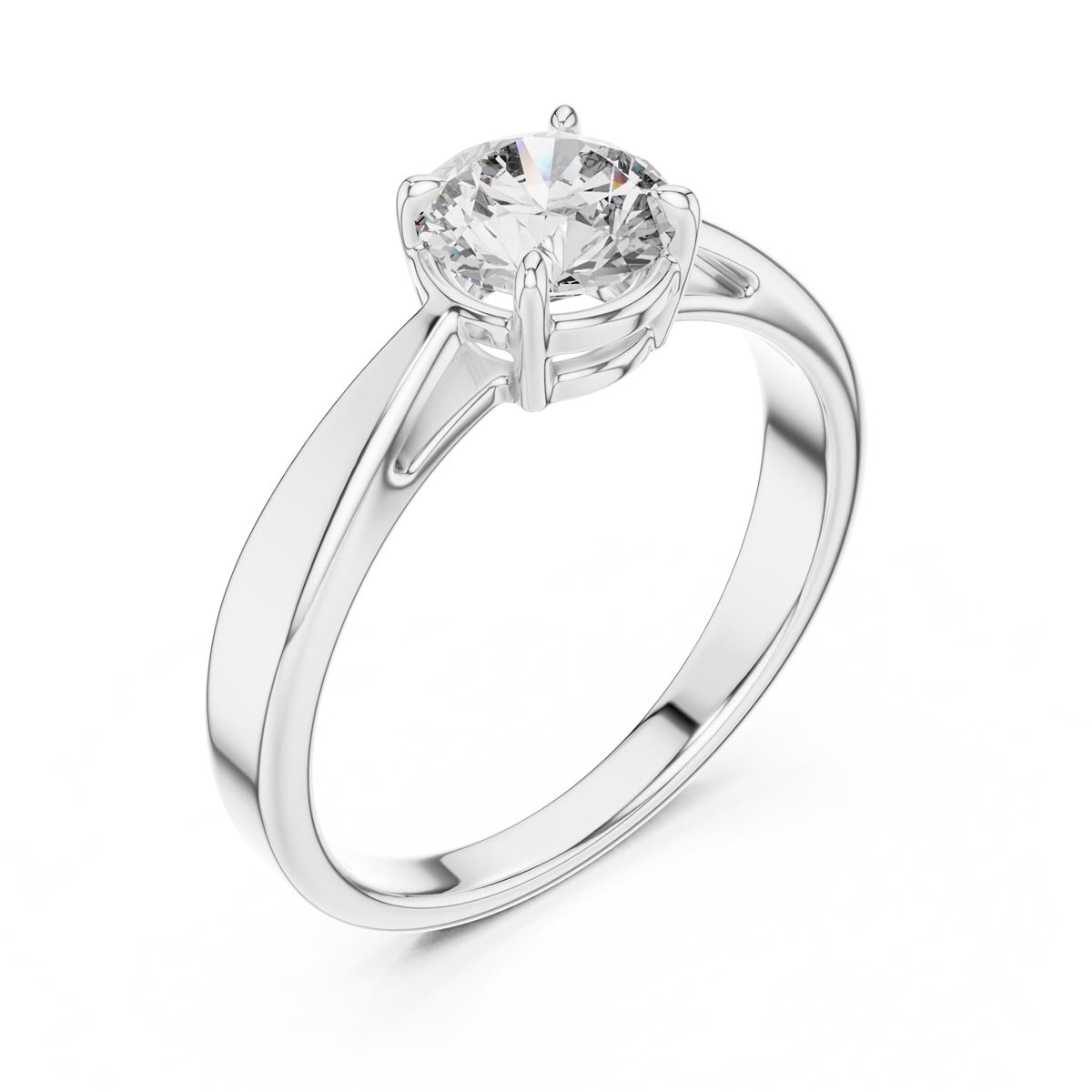 1.00 Ct. Round Diamond Tapered Four-Prong Solitaire Ring (LR-0003) 5