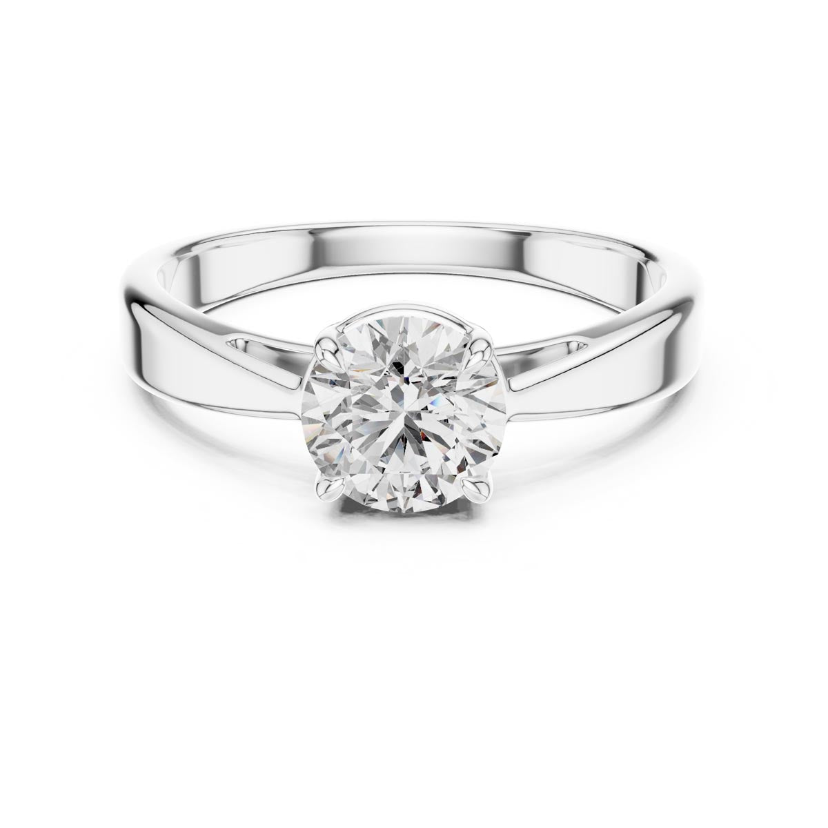 1.00 Ct. Round Diamond Tapered Four-Prong Solitaire Ring (LR-0003) 3