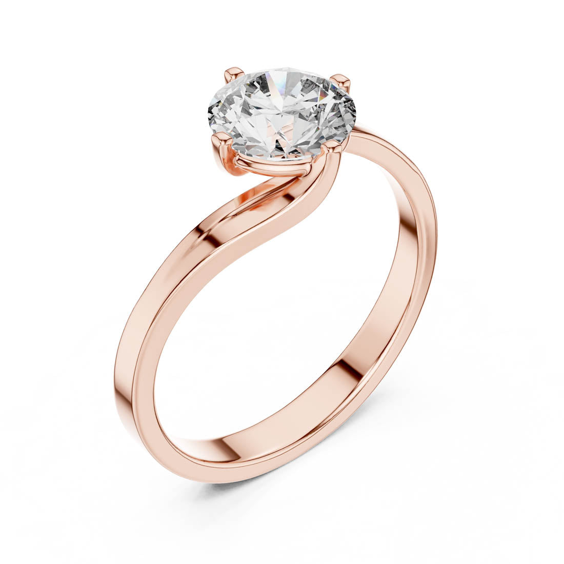 1.00 Ct. Modern Twist Bypass Solitaire Diamond Engagement Ring (LR-0013) 5