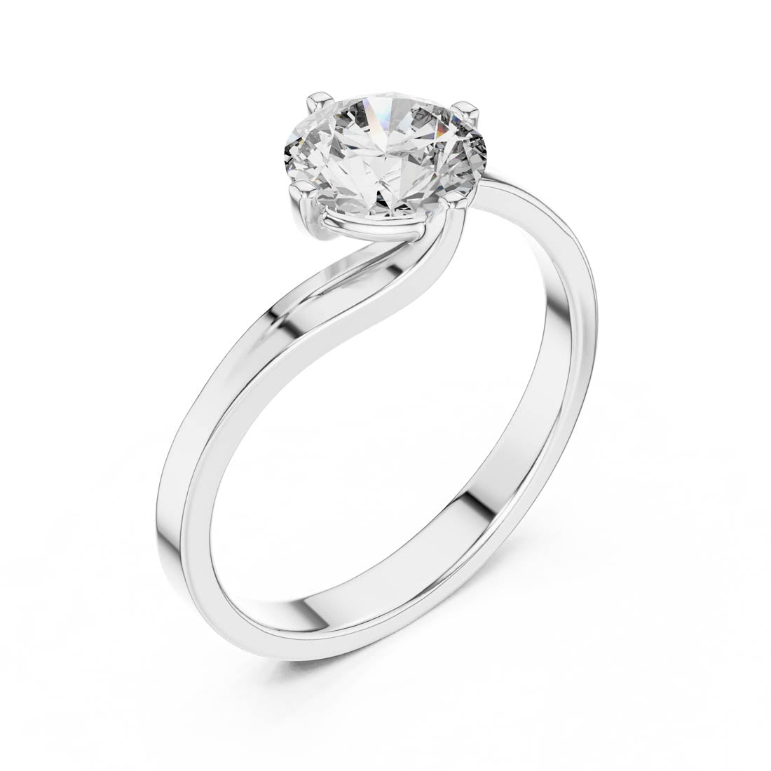 1.00 Ct. Modern Twist Bypass Solitaire Diamond Engagement Ring (LR-0013) 7