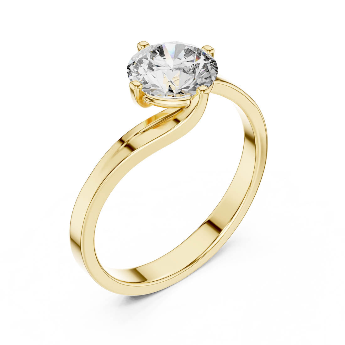 1.00 Ct. Modern Twist Bypass Solitaire Diamond Engagement Ring (LR-0013) 9