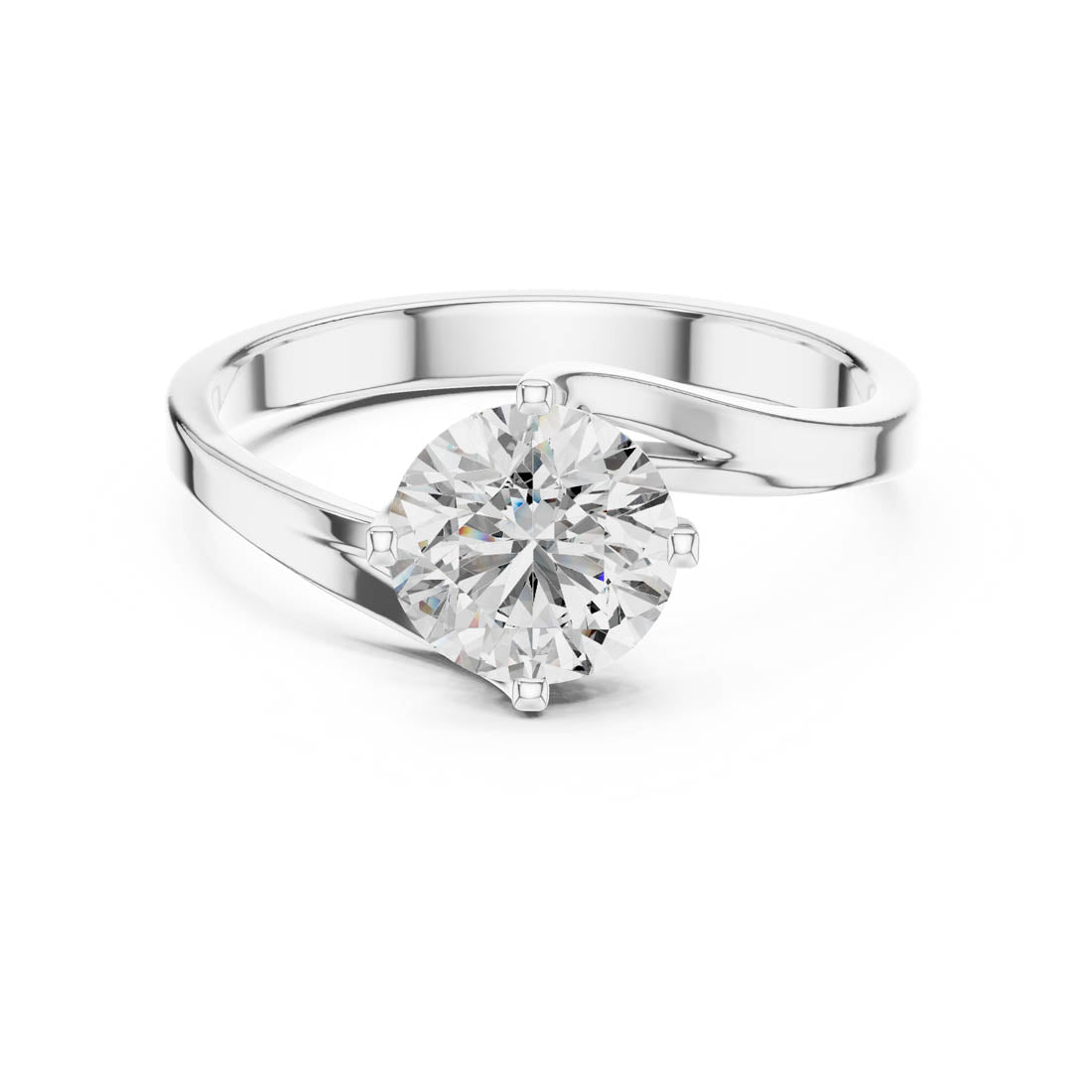 1.00 Ct. Modern Twist Bypass Solitaire Diamond Engagement Ring (LR-0013) 12