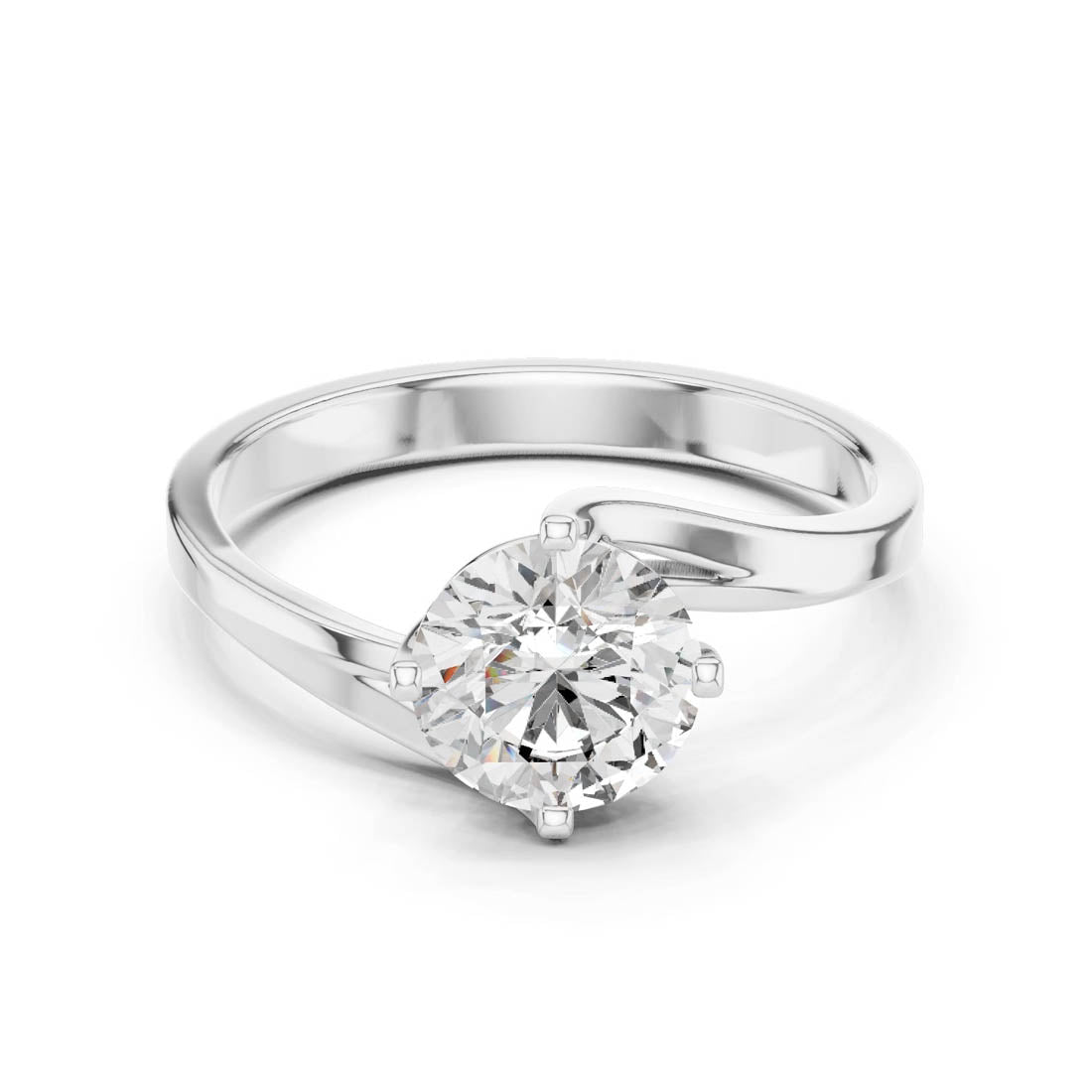 1.00 Ct. Modern Twist Bypass Solitaire Diamond Engagement Ring (LR-0013)