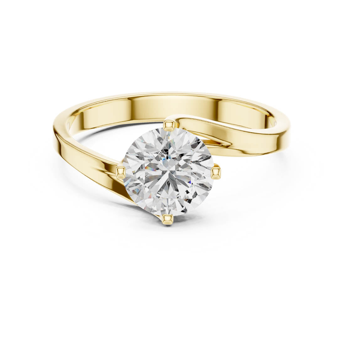 1.00 Ct. Modern Twist Bypass Solitaire Diamond Engagement Ring (LR-0013) 3