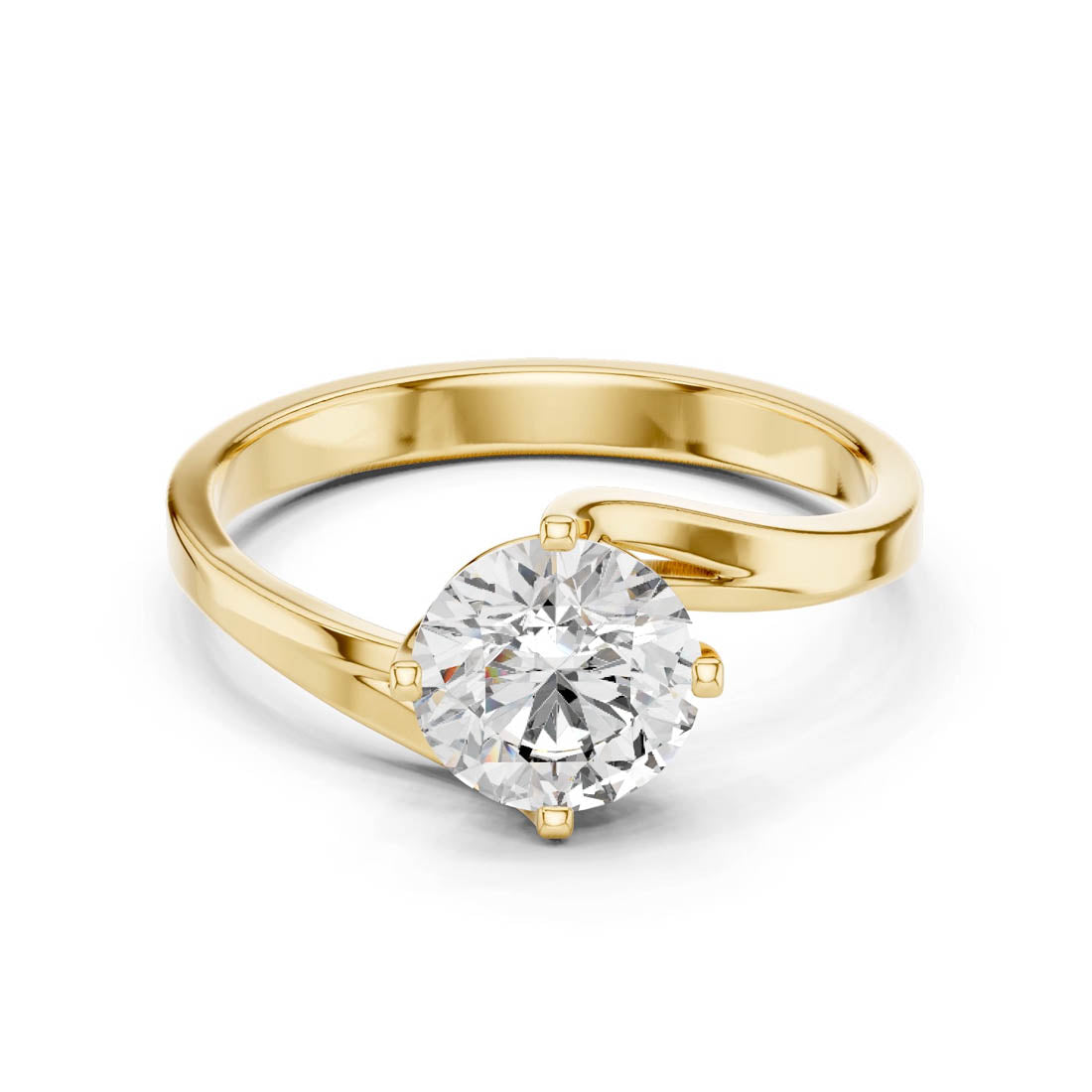 1.00 Ct. Modern Twist Bypass Solitaire Diamond Engagement Ring (LR-0013)