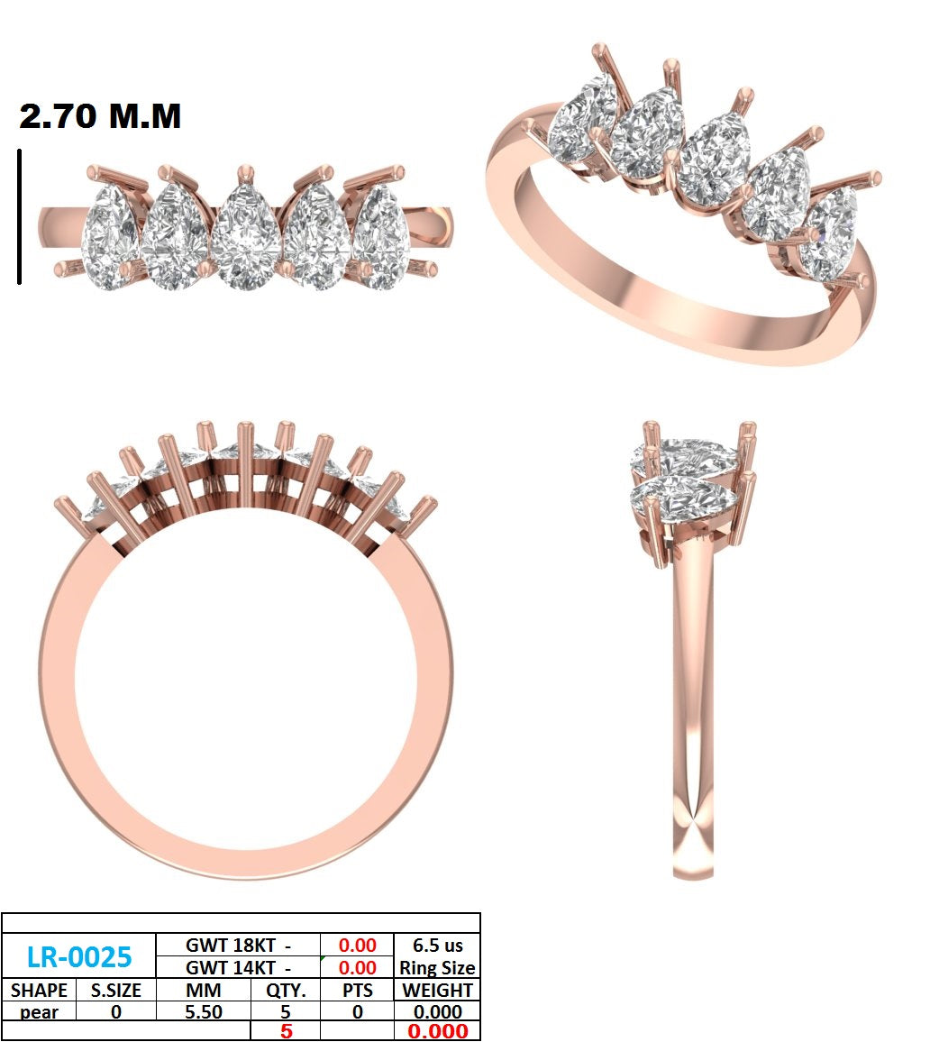 1.10 קראט טבעת אירוסין מכתר משובצת יהלום אגס (DDLR-1121) 13