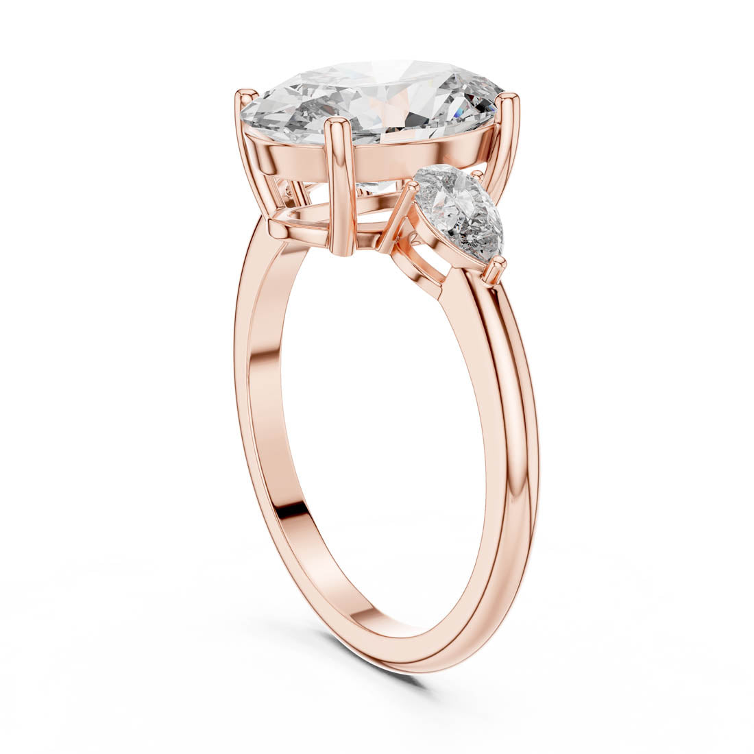 3.10 Ct. Oval Cut Three-Stone Engagement Ring with Pear Side Diamonds (LR-0054) 8